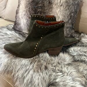 Lucky Brand Olive Suede Studded Booties